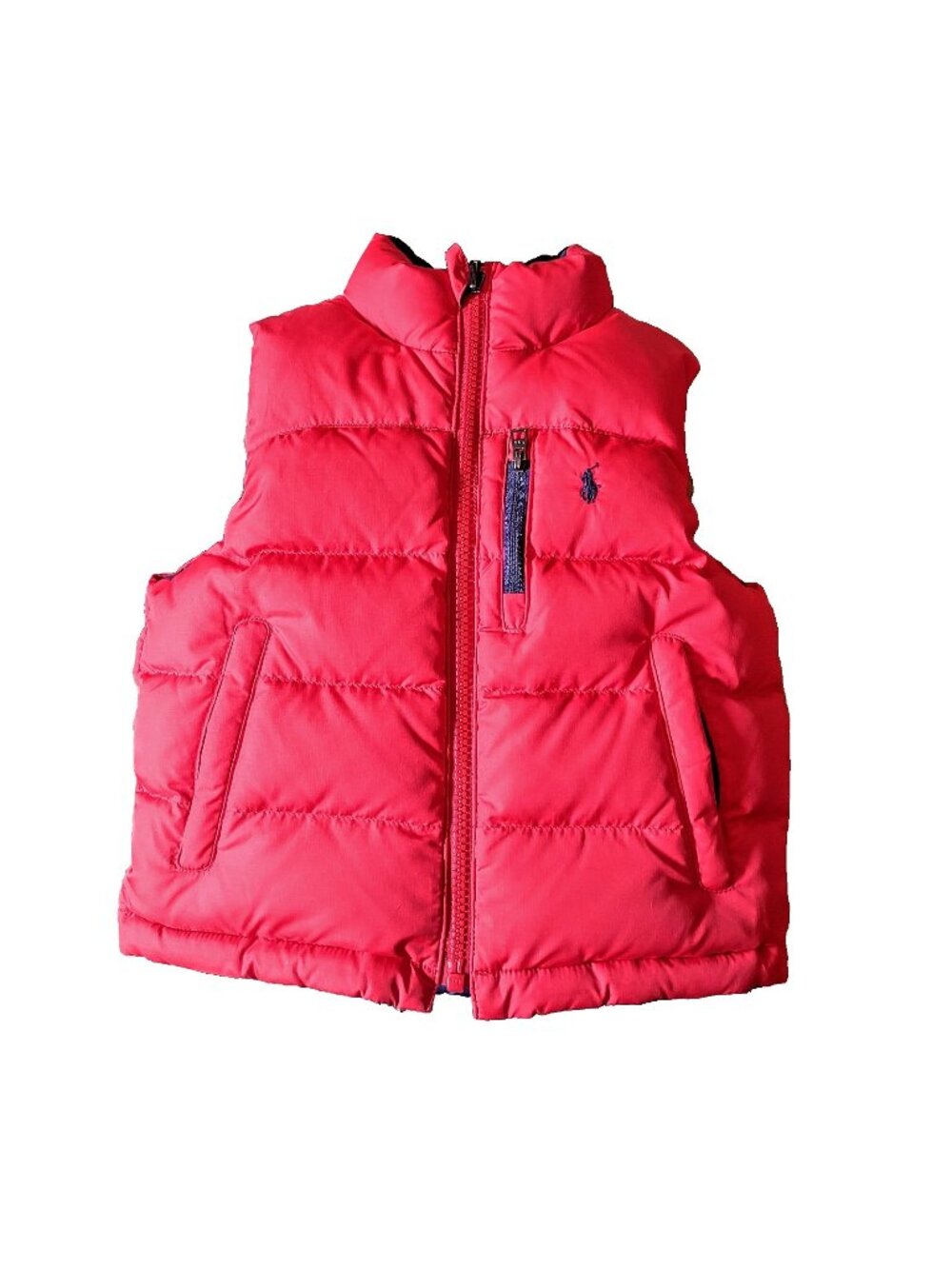 Polo Ralph Lauren Toddler 2T Reversible Down Puffer Vest Blue Red Pony Logo